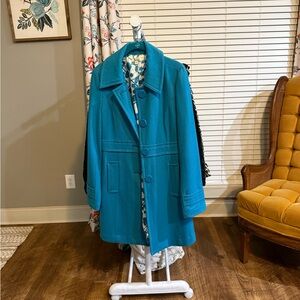 Blue Pea Coat with Classic Collar and Relaxed Fit